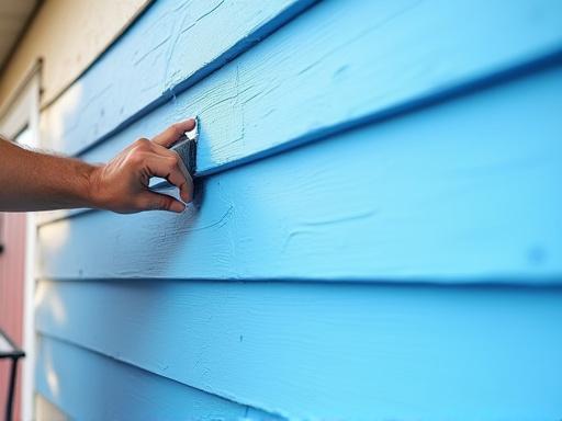 Painter applying a fresh coat of paint to a home's exterior